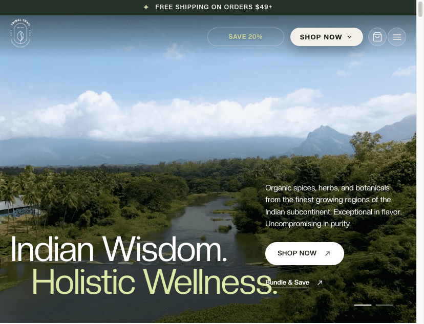 Tribal Trail homepage over a green river valley